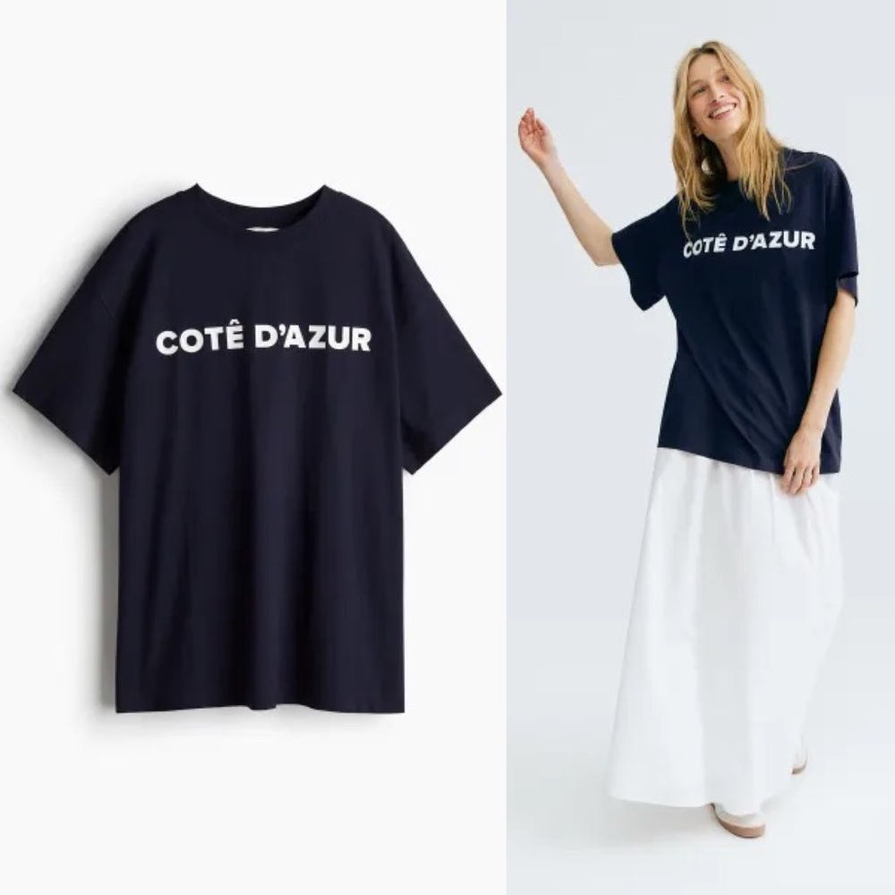 Navy Côte d’Azur Oversized T-Shirt (S, M, L, XL)